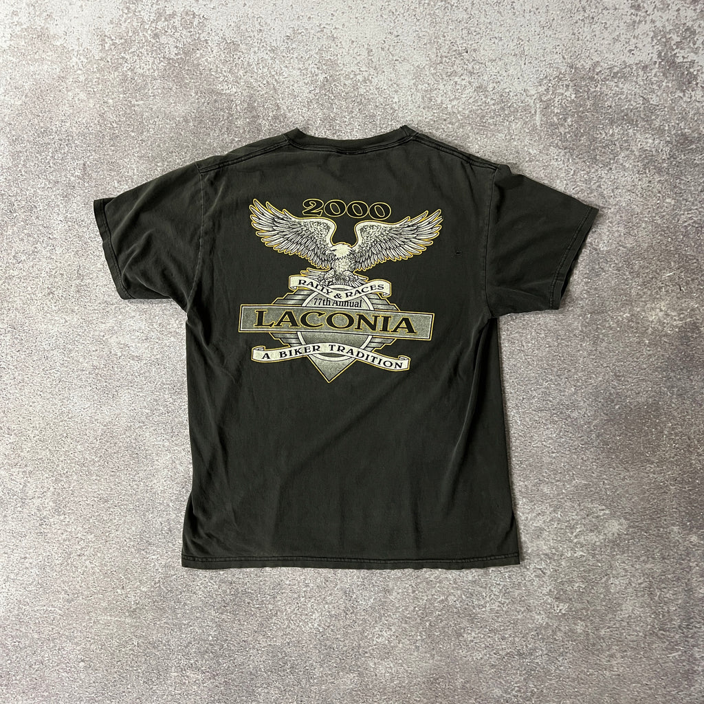 Y2K Hanes Laconia, New Hampshire Gray Distressed Tee L