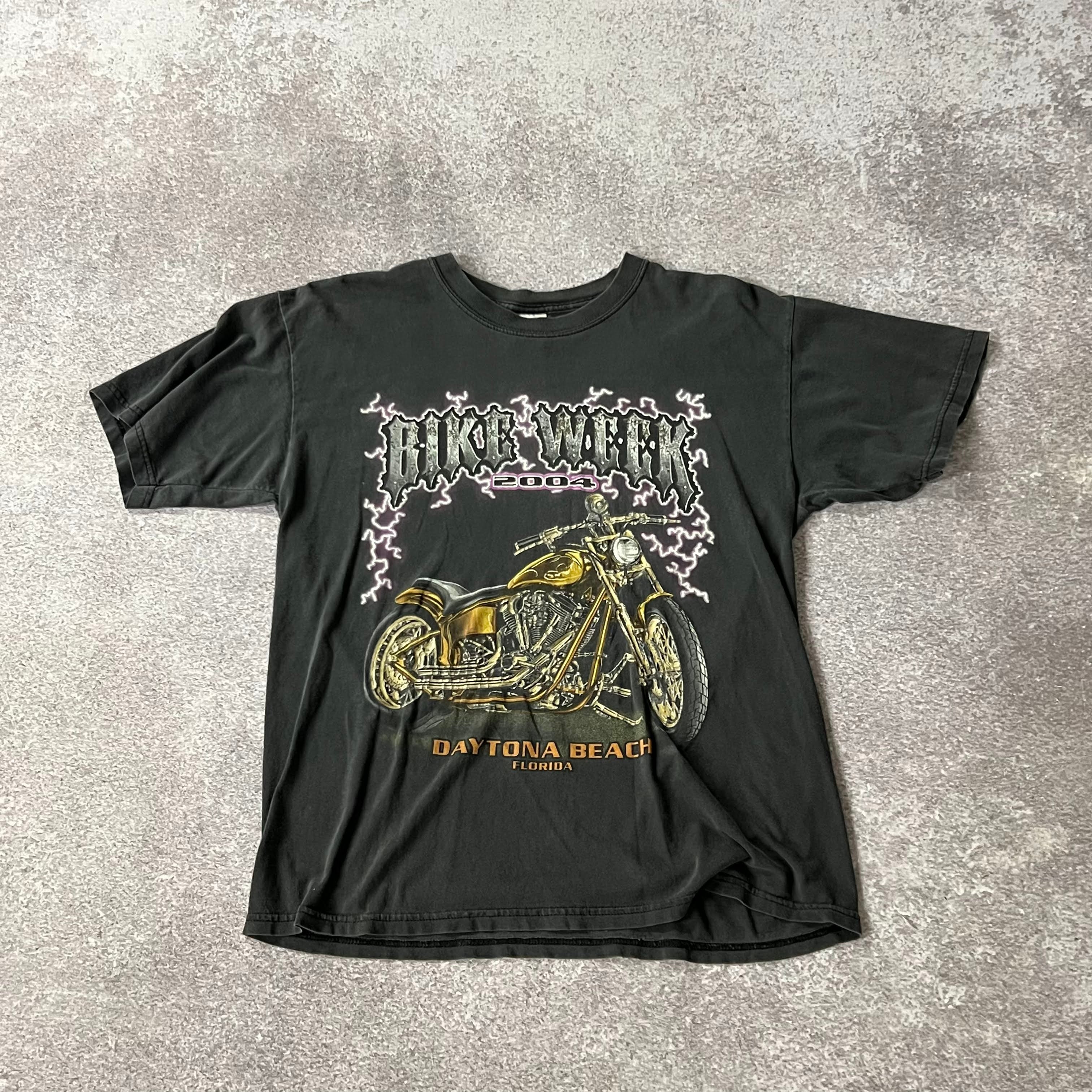 Y2K Gildan Daytona Beach Gray Worn In Tee L