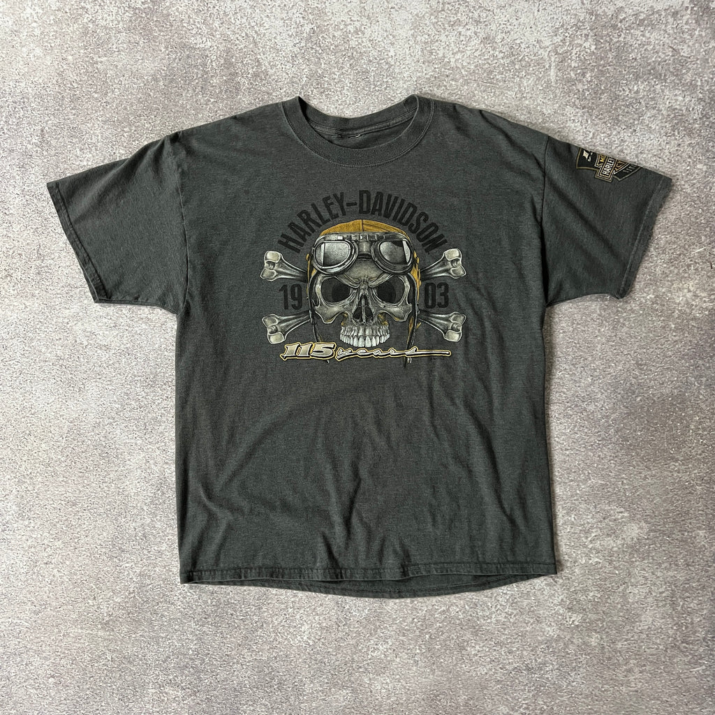 2010s Harley Davidson Keene NH Gray Distressed Tee XL