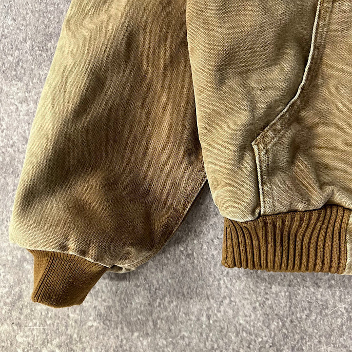Y2K Carhartt Kids Quilt Lined Workwear Outdoor Tan Jacket M