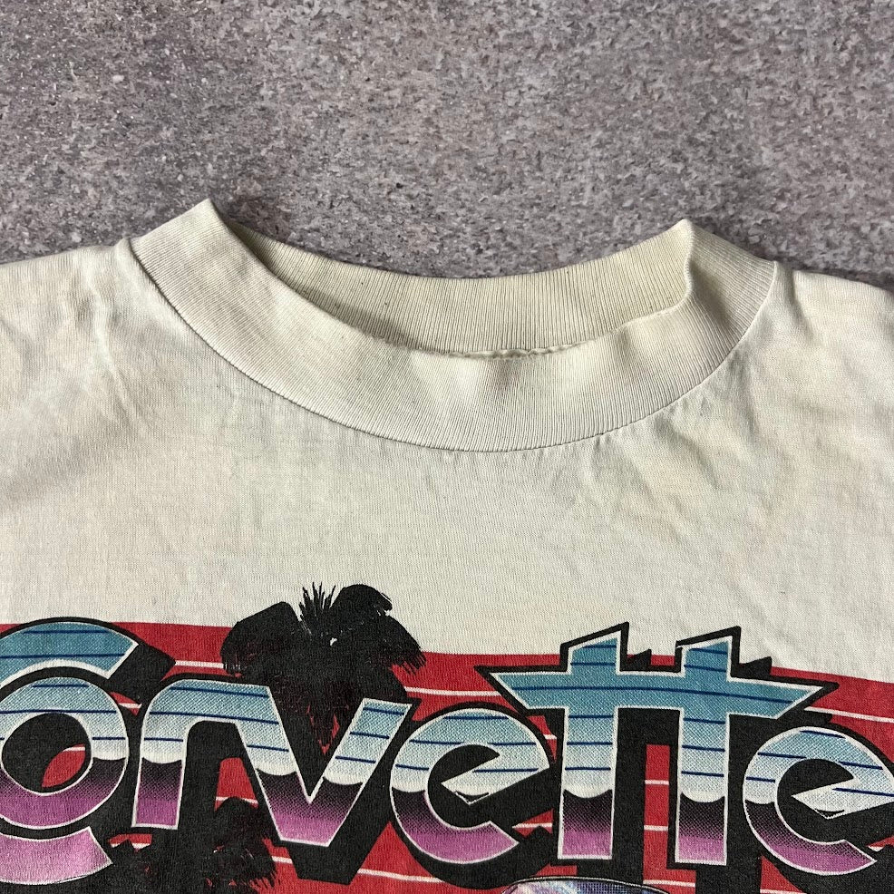80s Corvette Big Logo Faded Single Stitch Vintage Tee L