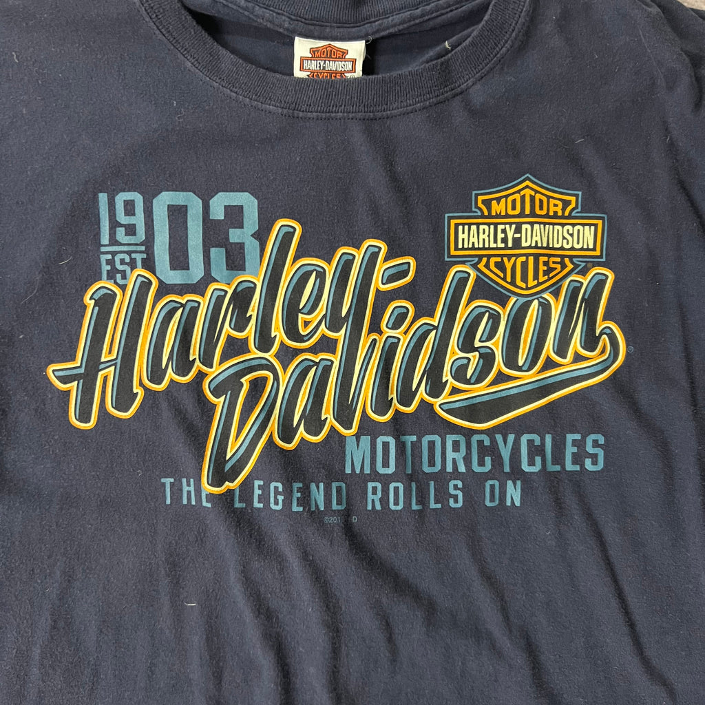 2010s Harley Davidson South Dakota Blue Worn In Long Sleeve Tee XL