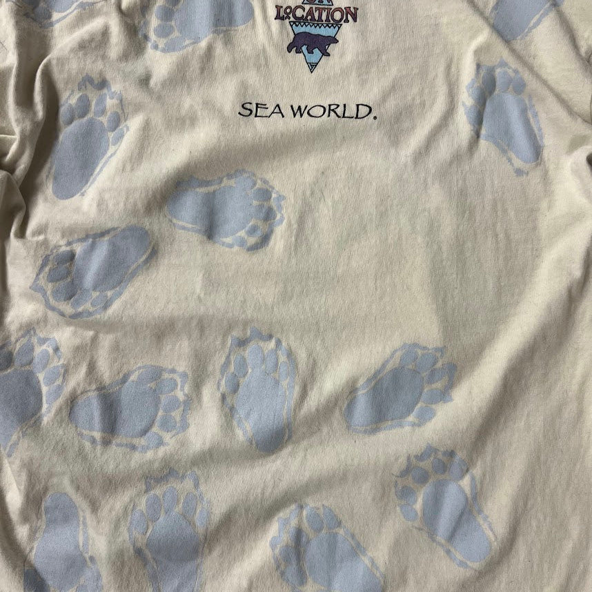 90s Sea World Hanes All Over Print Single Stitch Made in USA Tee L