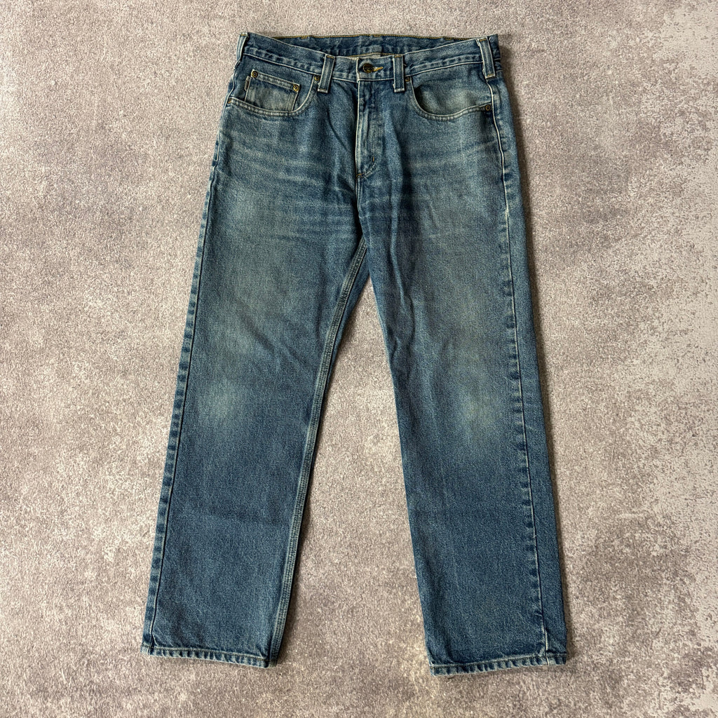 2010s Carhartt Traditional Fit Blue Worn In Pants 34W x 30L