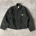 2000 Carhartt J80 Black Detroit Jacket Workwear Heavyweight Faded Jacket L