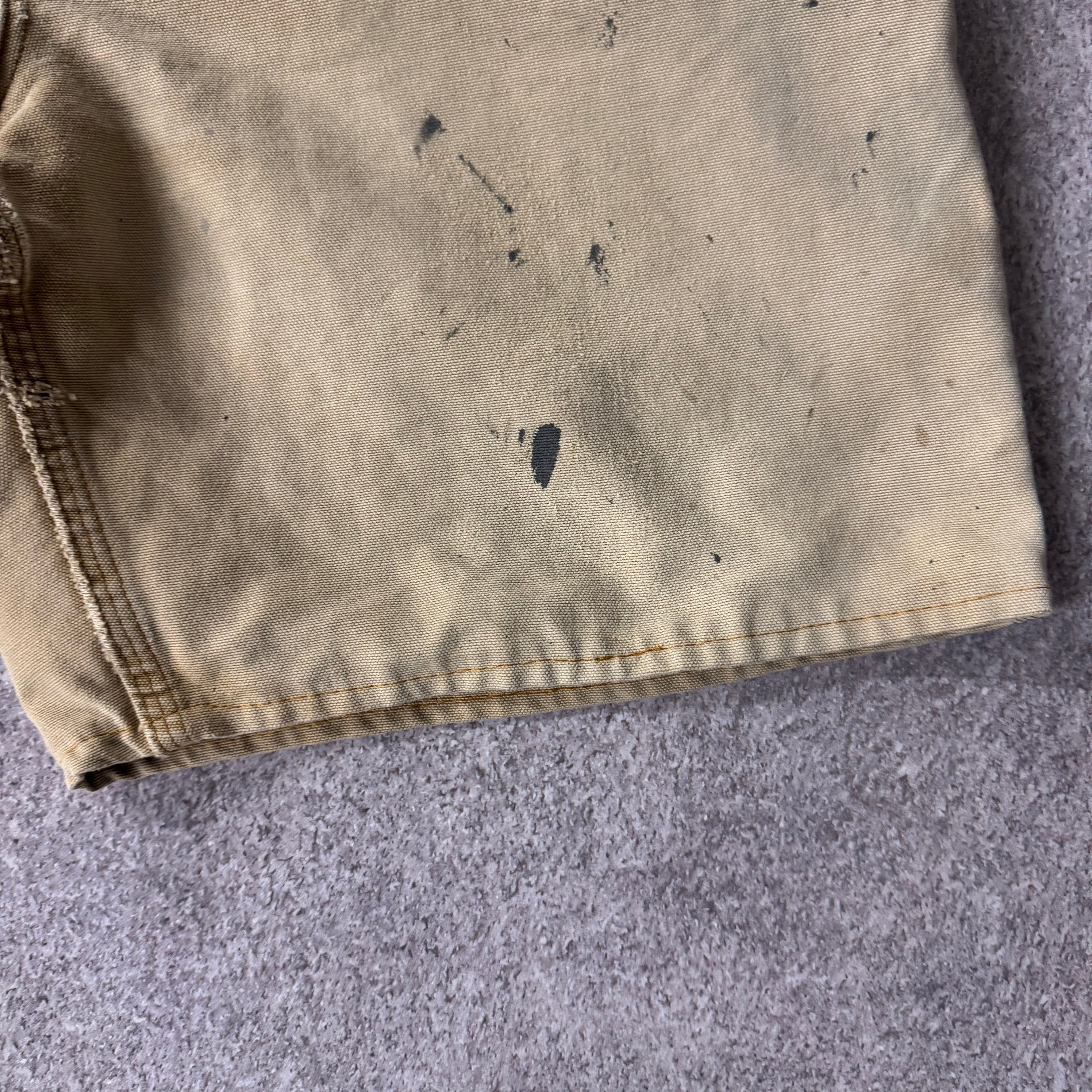 Y2K Carhartt Washed Duck Work Carpenter Shorts Brown Distressed 34W x 8.5L