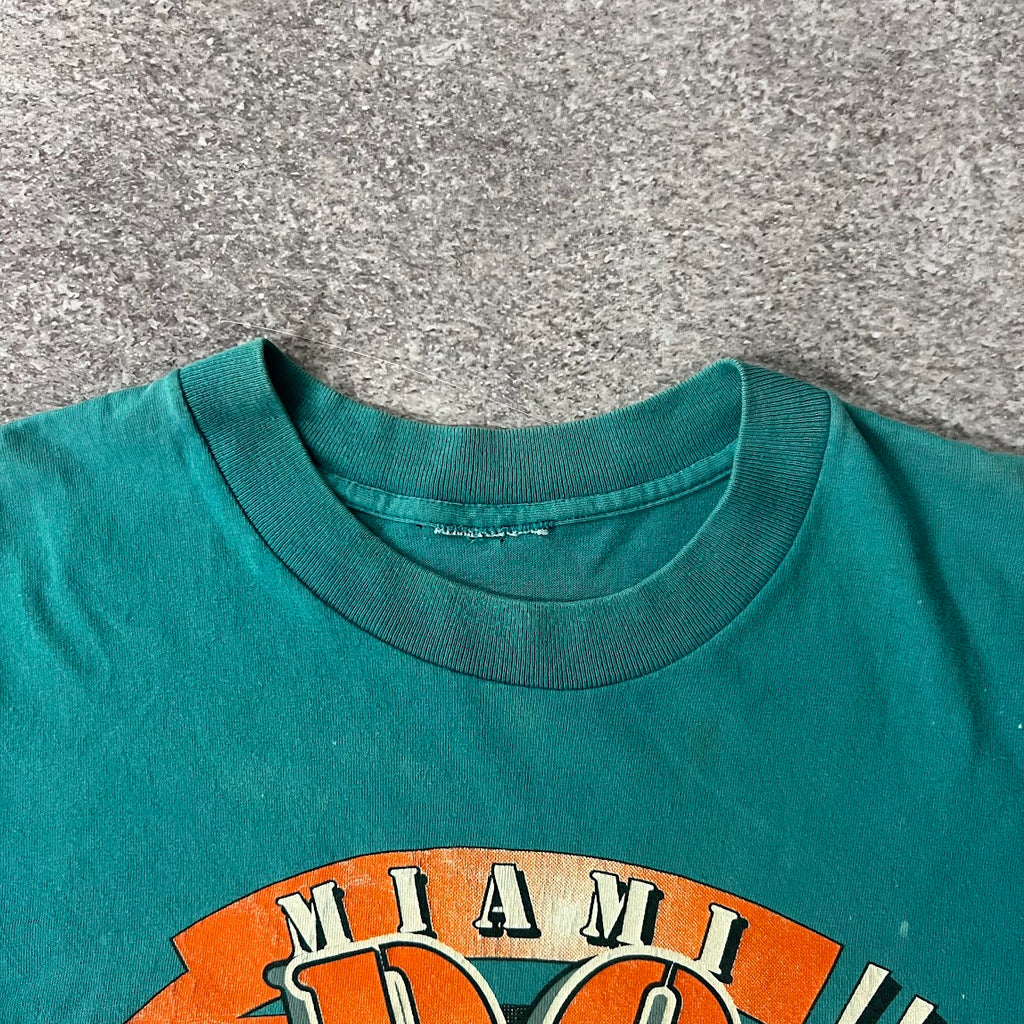 90s Miami Dolphins Trench Faded Single Stitch Tee L