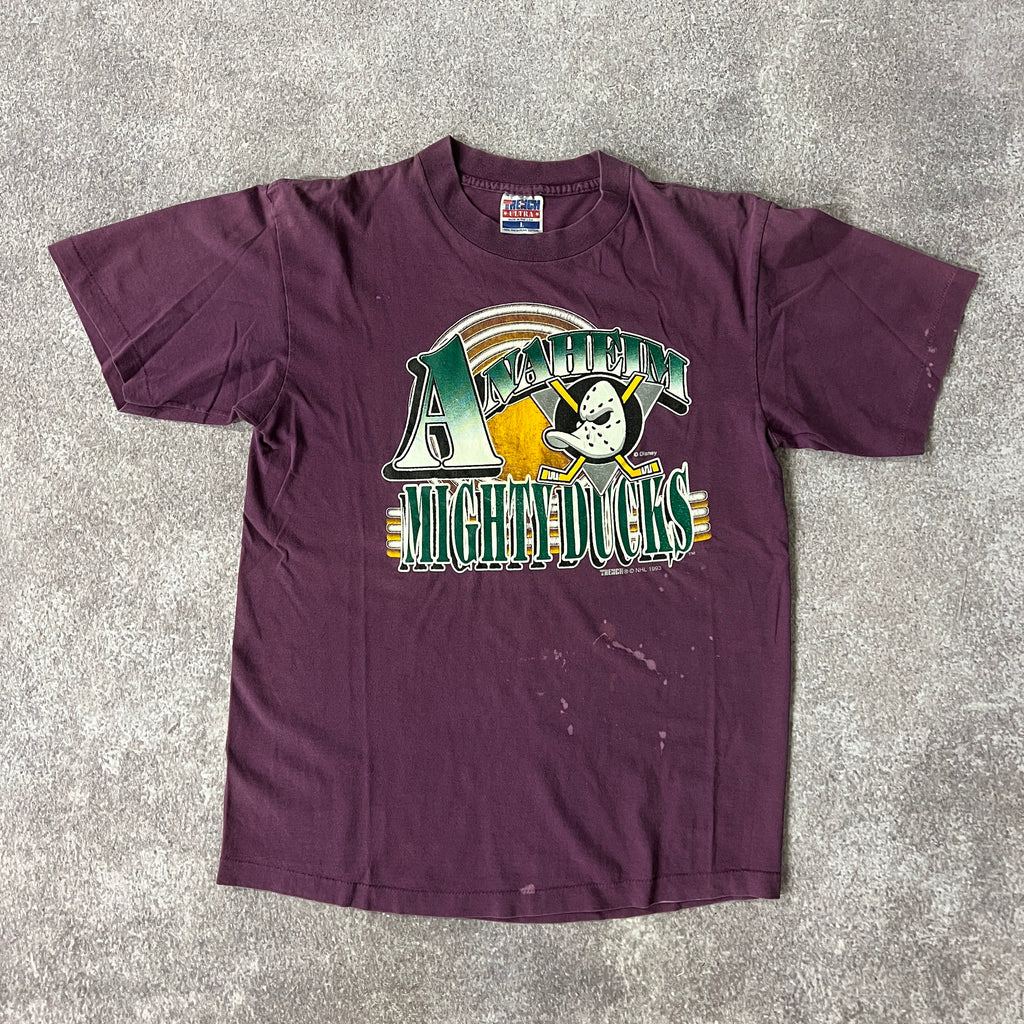 90s Anaheim Ducks Trench Cracked Print Tee L