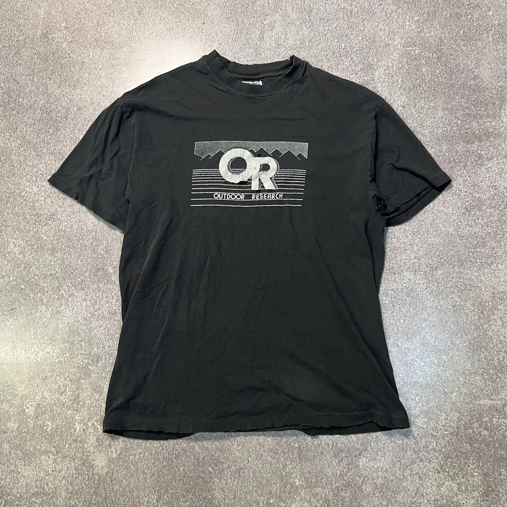 Y2K Outdoor Research Big Logo Distressed Sun Faded Single Stitch Tee L
