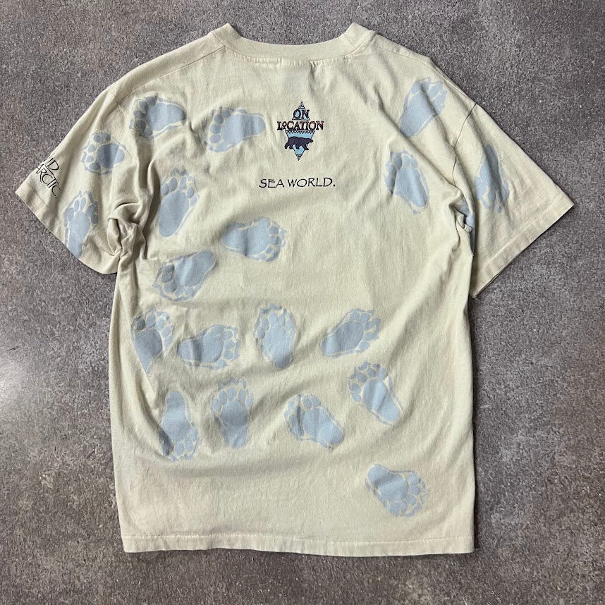 90s Sea World Hanes All Over Print Single Stitch Made in USA Tee L