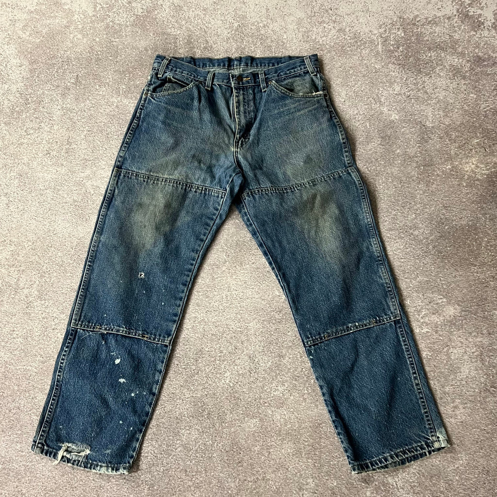 2010s Dickies Blue Distressed Workwear Pants 33W x 30L