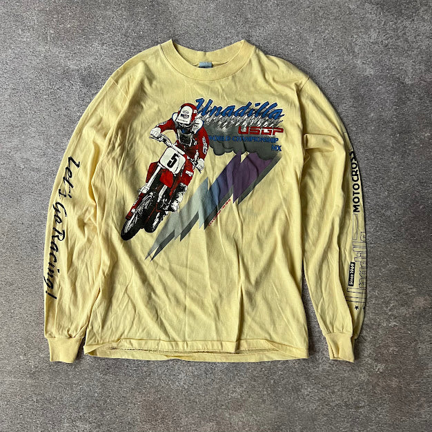 80s Unadilla World Championship Motocross Long Sleeve Yellow Tee L