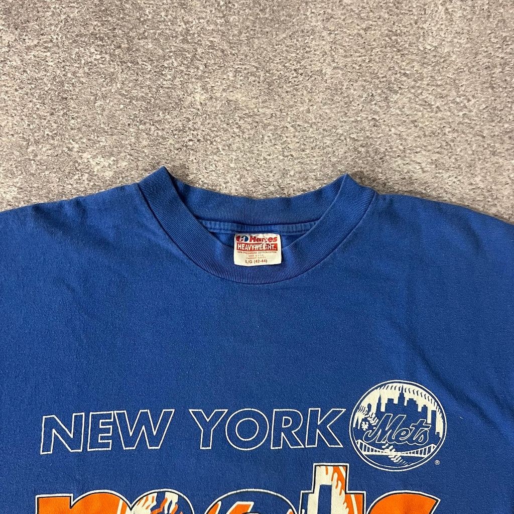 90s New York Mets Hanes Big Logo Single Stitch Tee L