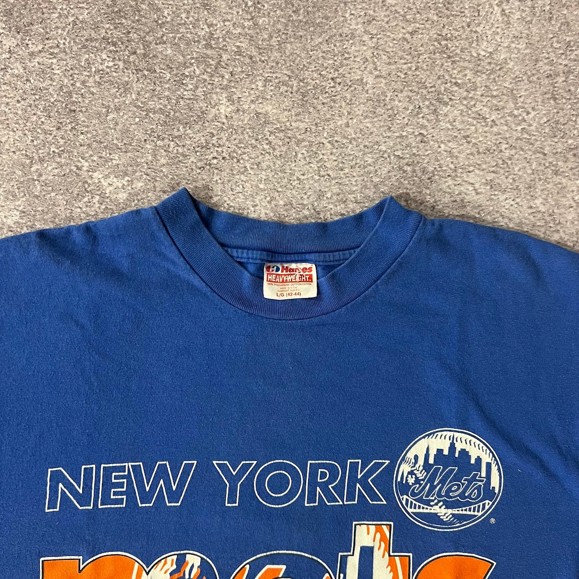 90s New York Mets Hanes Big Logo Single Stitch Tee L