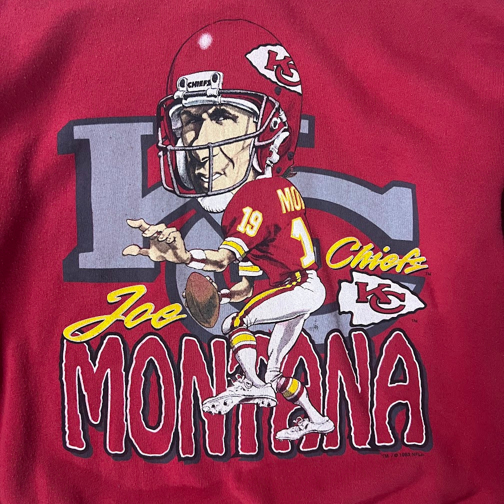 90s Joe Montana Kansas City Chiefs NFL Lee Sport Big Logo Crewneck L