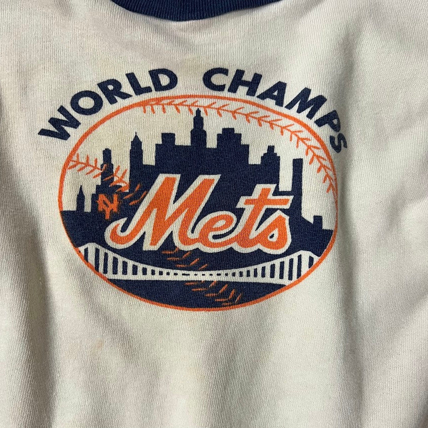 80s New York Mets MLB Allison Big Logo Vintage Baby Tee L