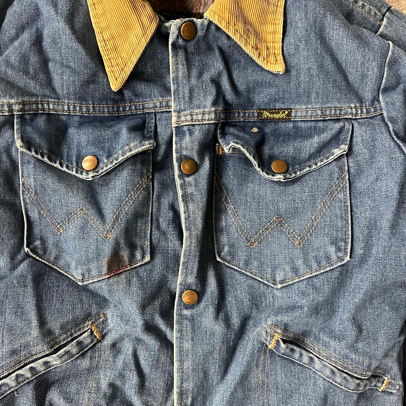80s Wrangler Blanket Lined Made in USA Workwear Vintage Blue Jacket S