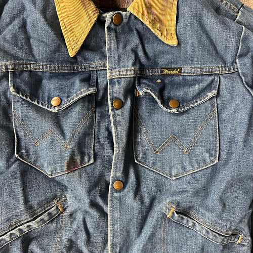 80s Wrangler Blanket Lined Made in USA Workwear Vintage Blue Jacket S