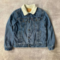 VTG Levi's Sherpa Lined Denim Trucker Jacket Men's Large Blue Y2K 70520
