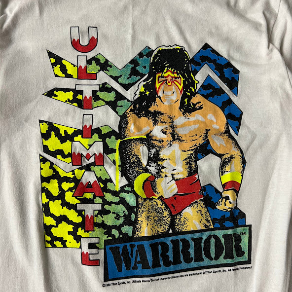 80s Ultimate Warrior WWF Big Logo Single Stitch Wrestling Tee M