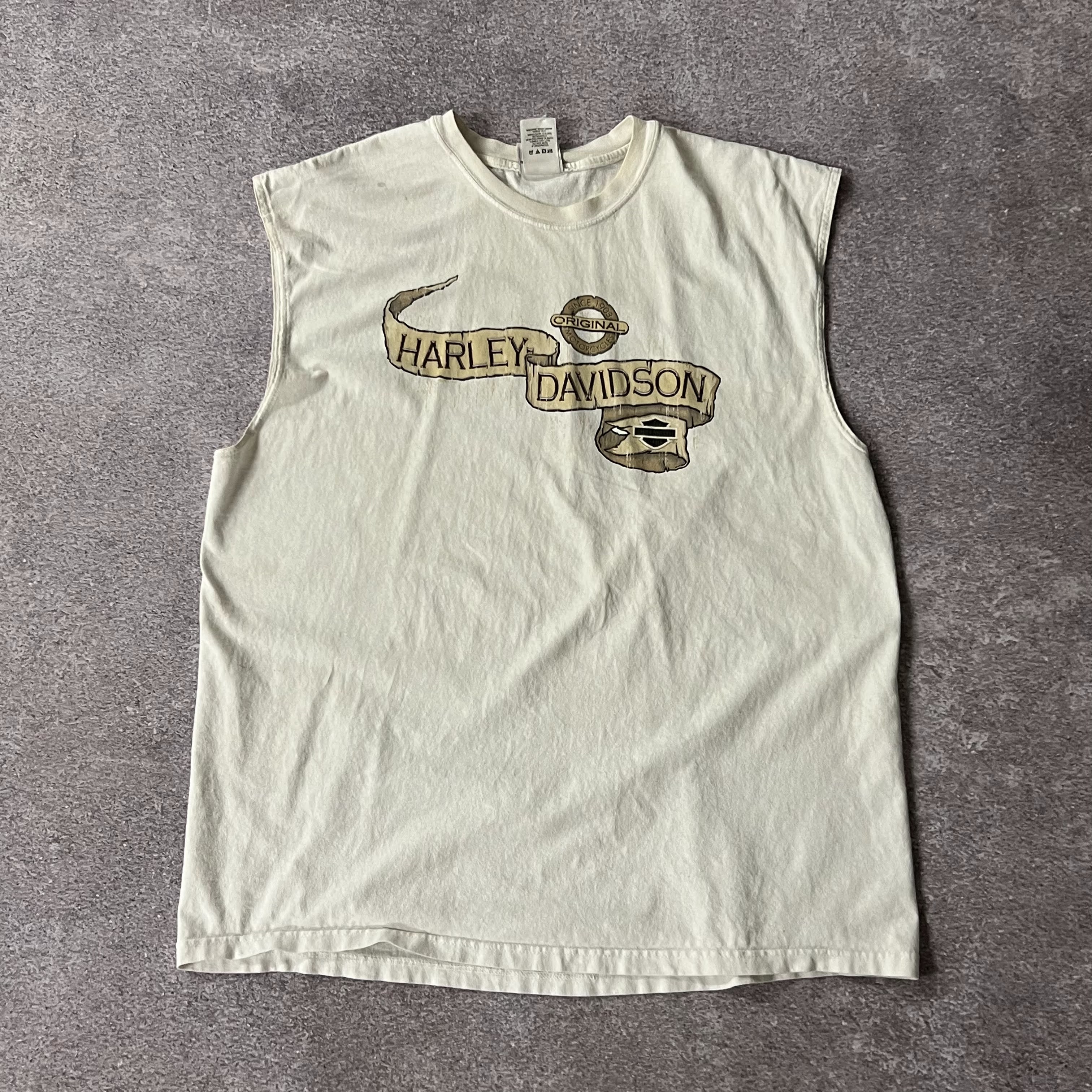 90s Harley Davidson Delaware White Distressed Tee XL