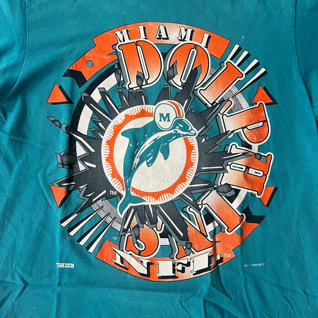 90s Miami Dolphins Trench Faded Single Stitch Tee L
