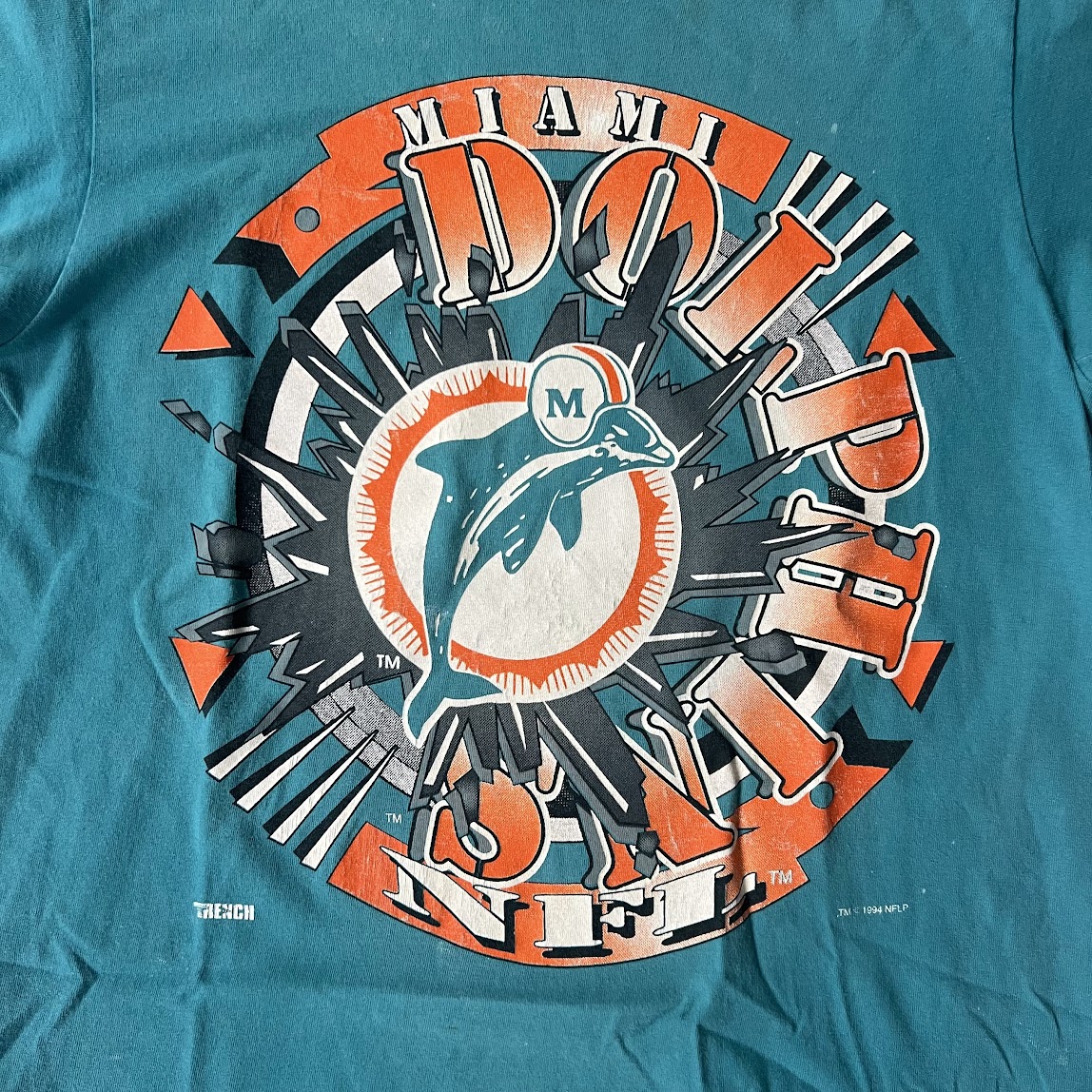 90s Miami Dolphins Trench Faded Single Stitch Tee L
