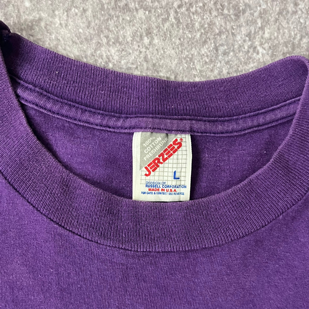 90s Jerzees Purple Big Logo Graphic Tee L