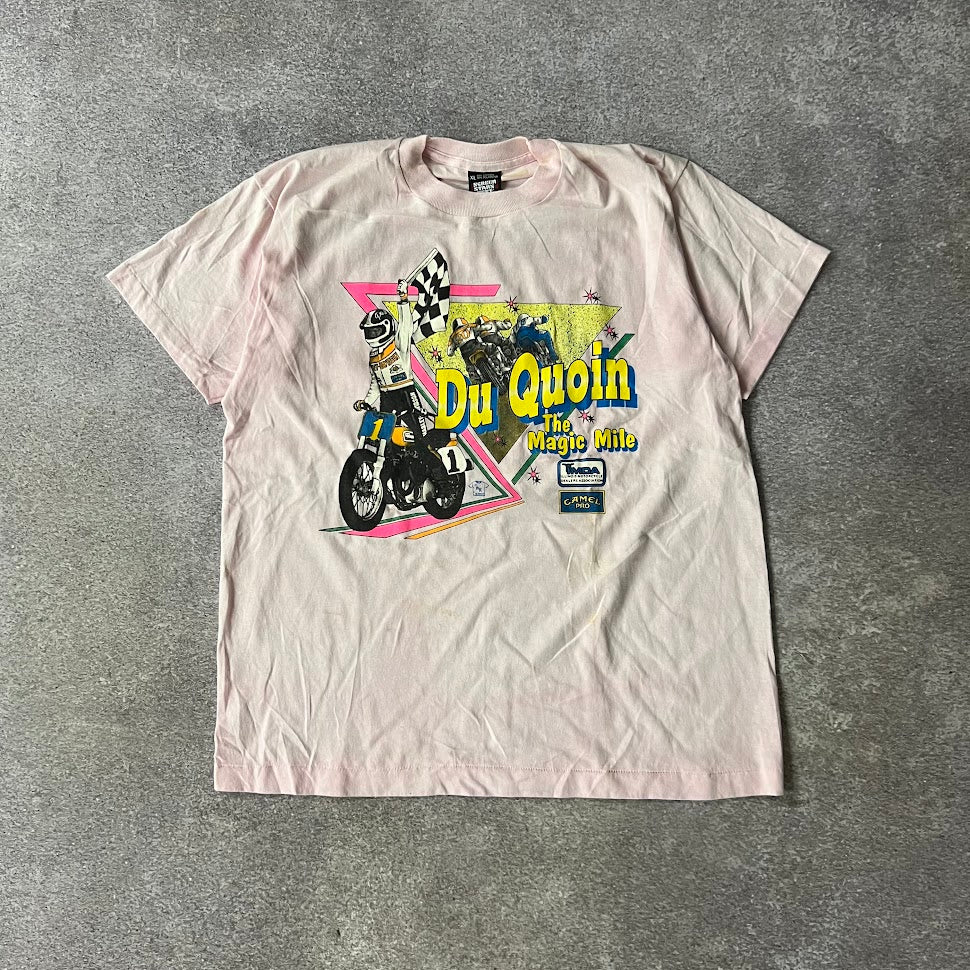 1990 Magic Mile at Du Quoin IL Motorsports Screen Stars Big Logo Pink Tee XL