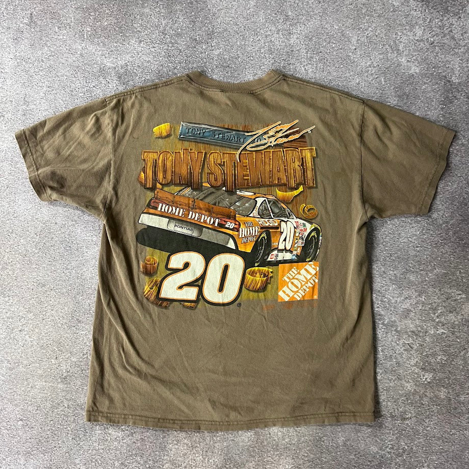 Y2K Tony Stewart NASCAR Chase Authentics Big Logo Back Graphic Tee L