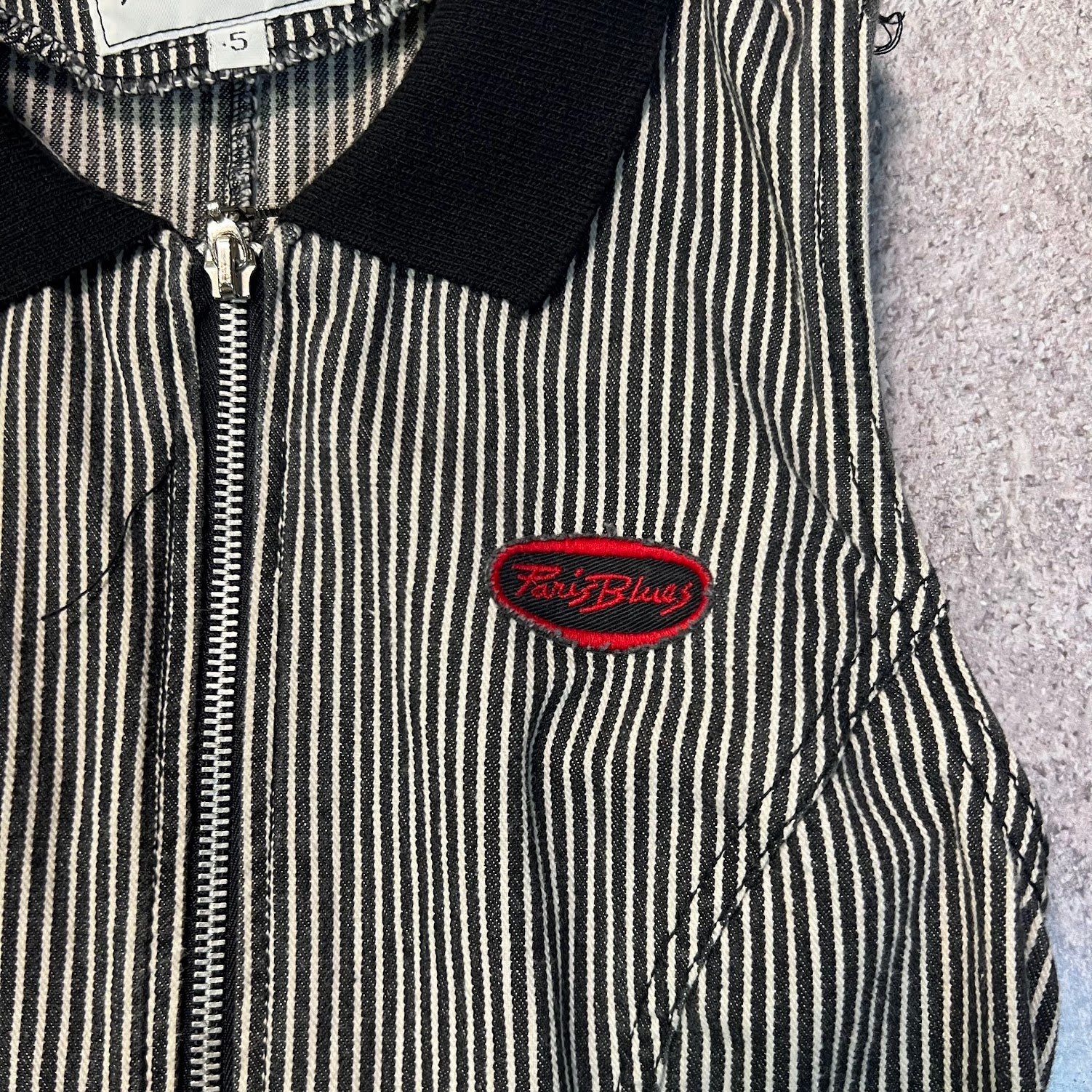 Vintage 90s Y2K Paris Blues Hickory Stripe Denim Mini Dress Zip Front Small 5