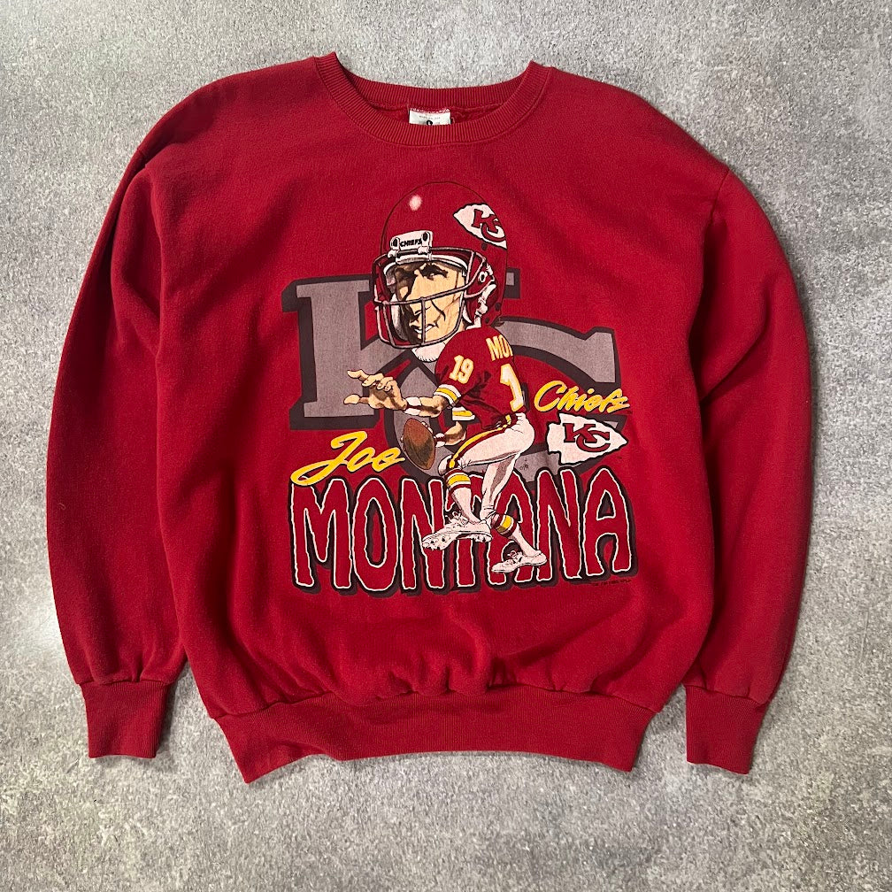 90s Joe Montana Kansas City Chiefs NFL Lee Sport Big Logo Crewneck L
