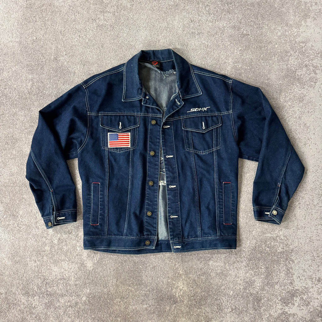 90s School of Hard Knocks Denim Jacket Blue L