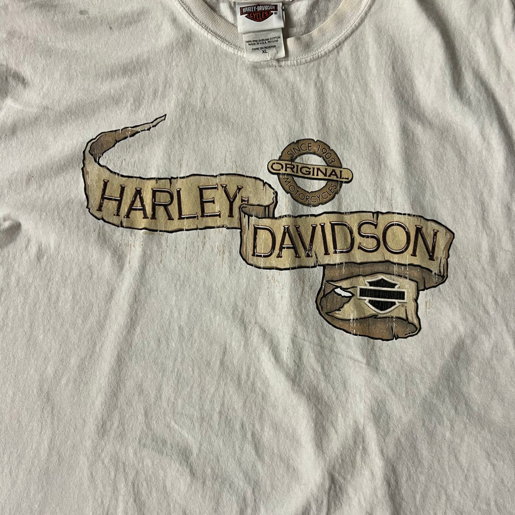 90s Harley Davidson Delaware White Distressed Tee XL
