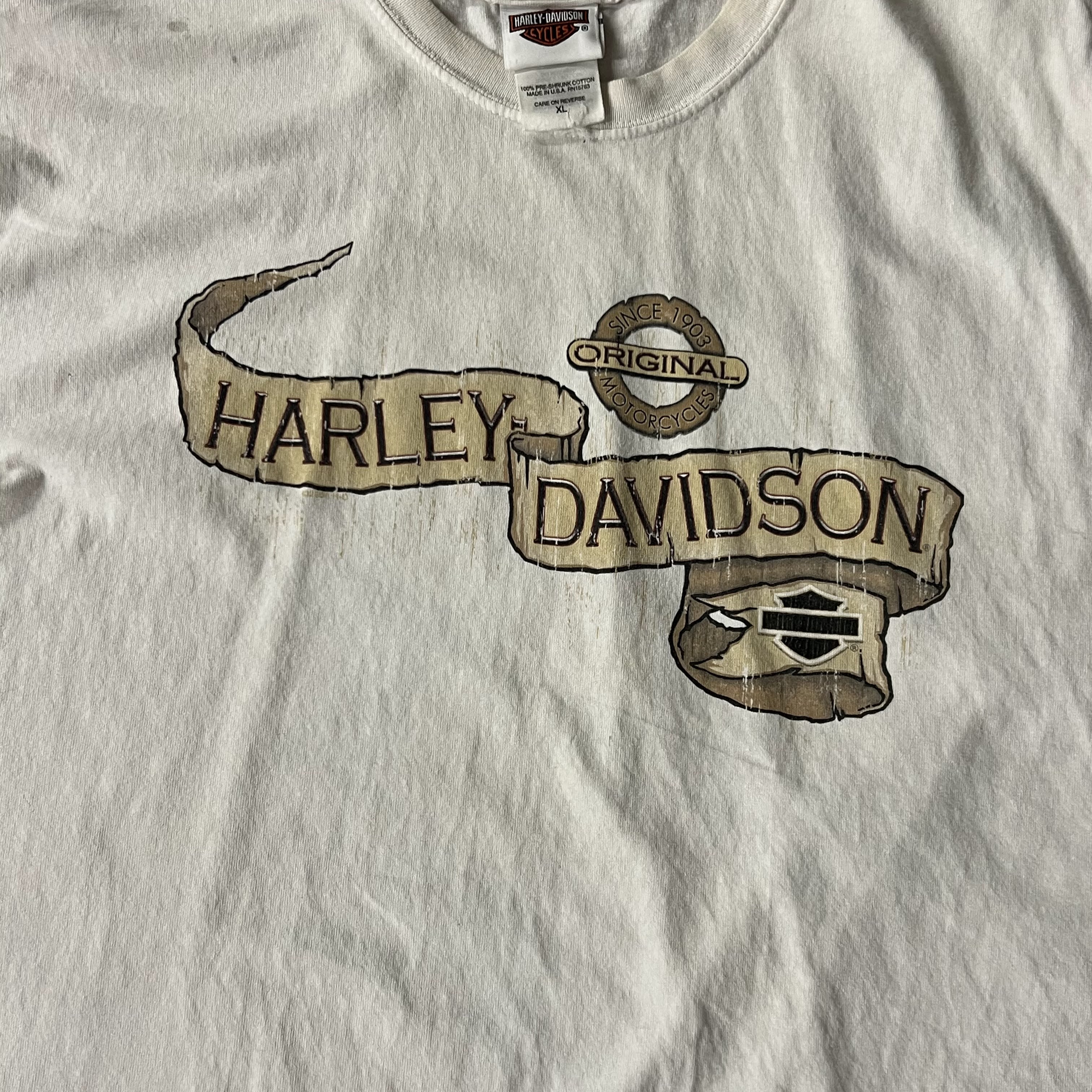 90s Harley Davidson Delaware White Distressed Tee XL