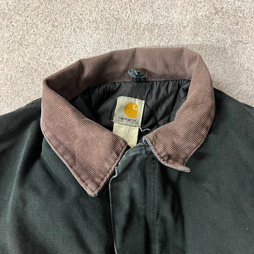 Y2K Carhartt Corduroy Collar Quilt Lined Workwear Black Jacket M
