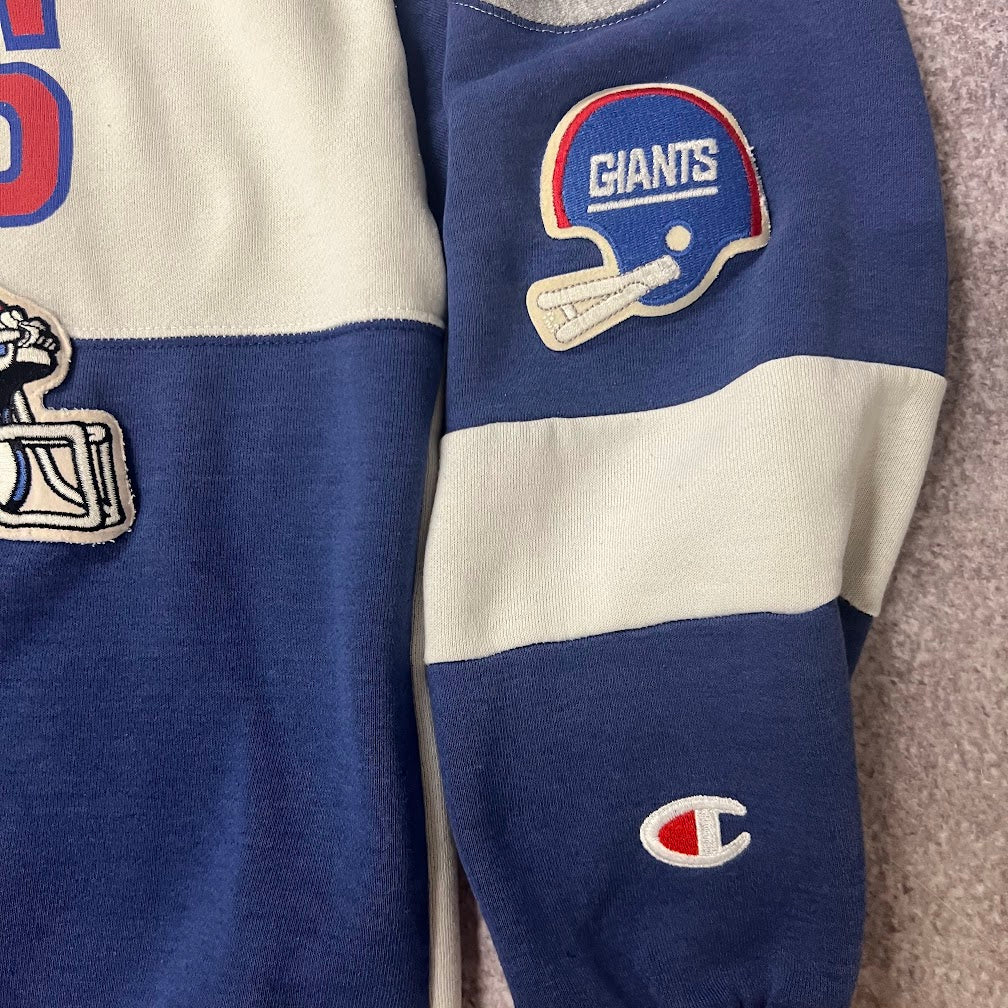 90s New York Giants NFL Champion Patchwork Embroidered Back Graphic Crewneck M