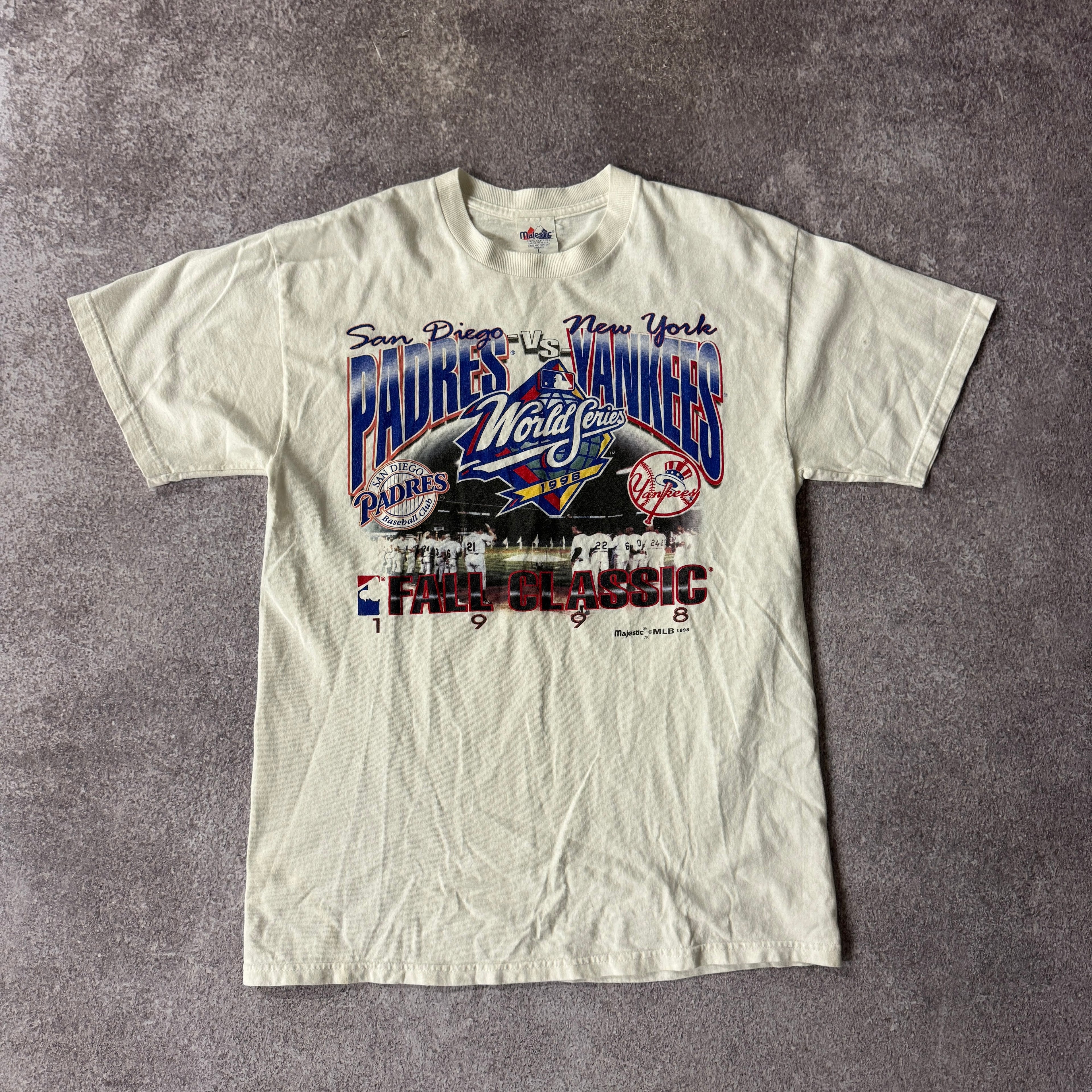 90s Padres vs Yankees World Series 1998 Big Logo Tee L