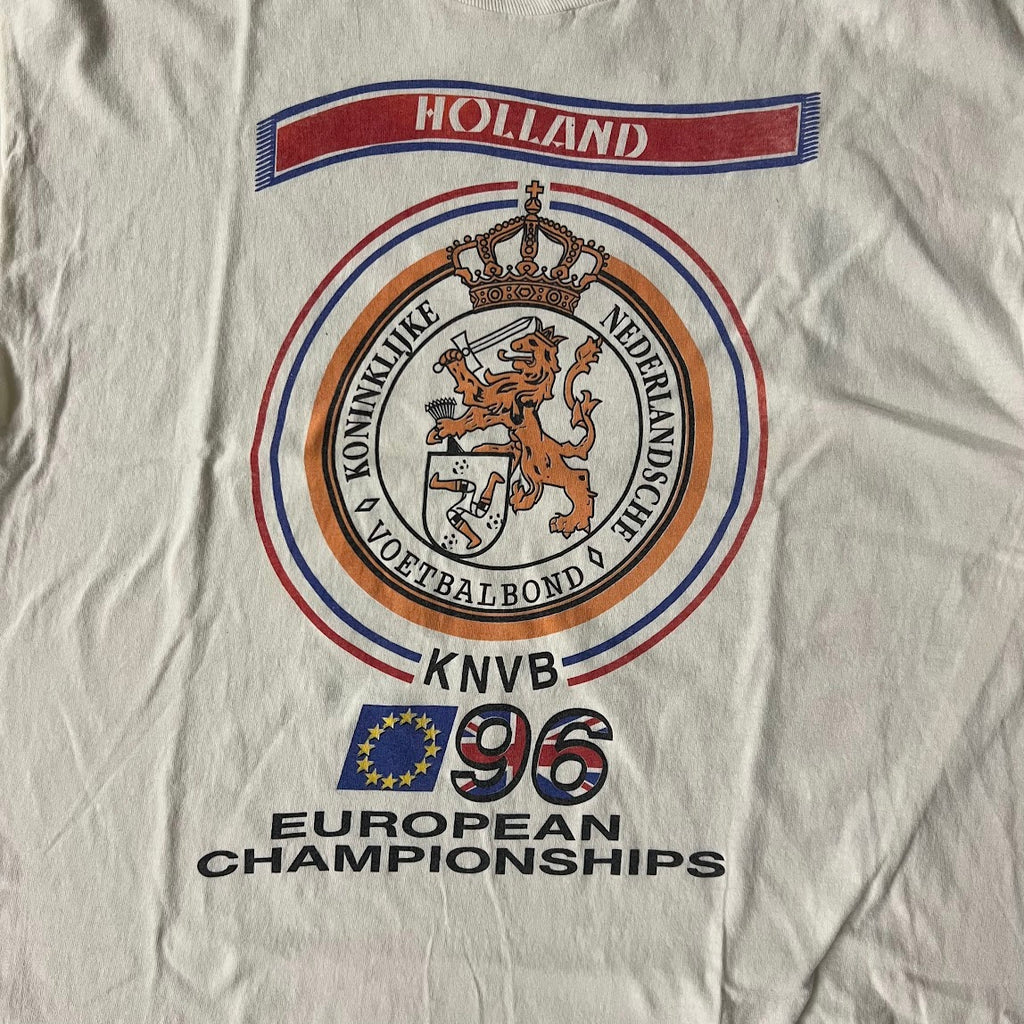 90s Soccer European Soccer Championship Cream Back Graphic Tee L