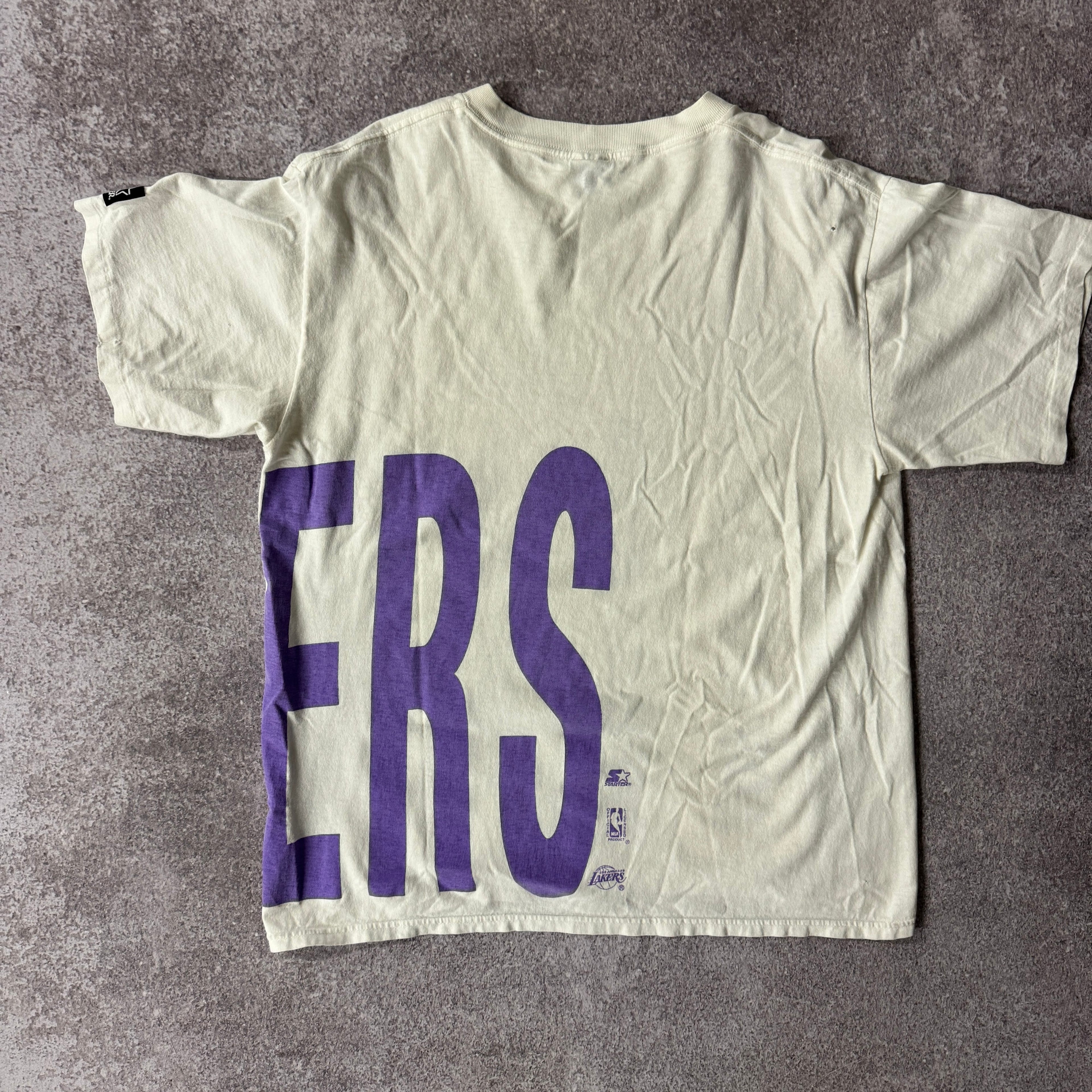 90s Los Angeles Lakers Starter Big Logo Single Stitch Tee L
