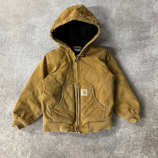 Modern Carhartt Kids Quilt Lined Workwear Outdoor Tan Jacket XS
