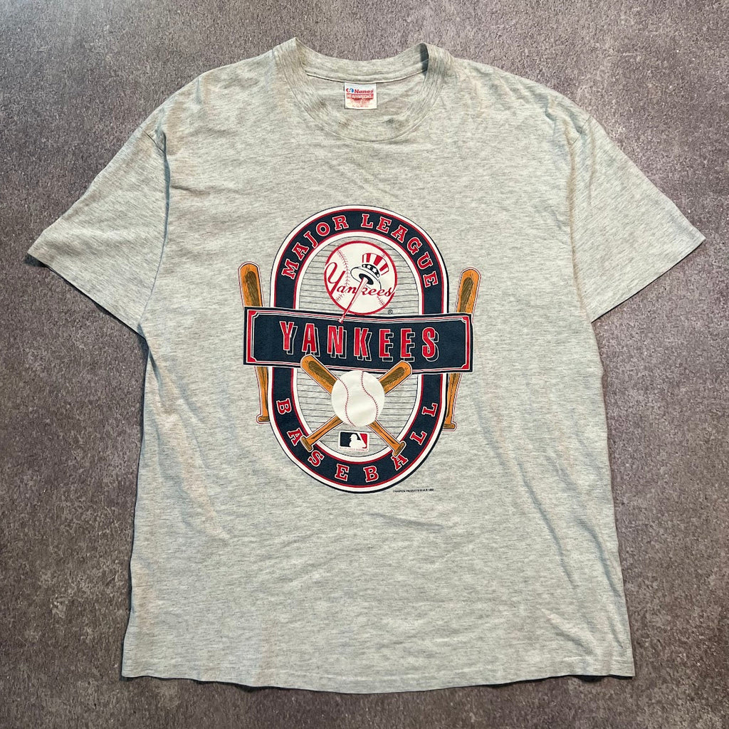 90s New York Yankees MLB Hanes Big Logo Single Stitch Faded Vintage Tee XL