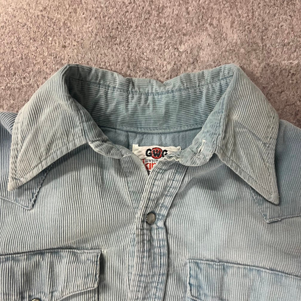 70s GWG Pearl Snap Western Faded Distressed Vintage Button Down Shirt M