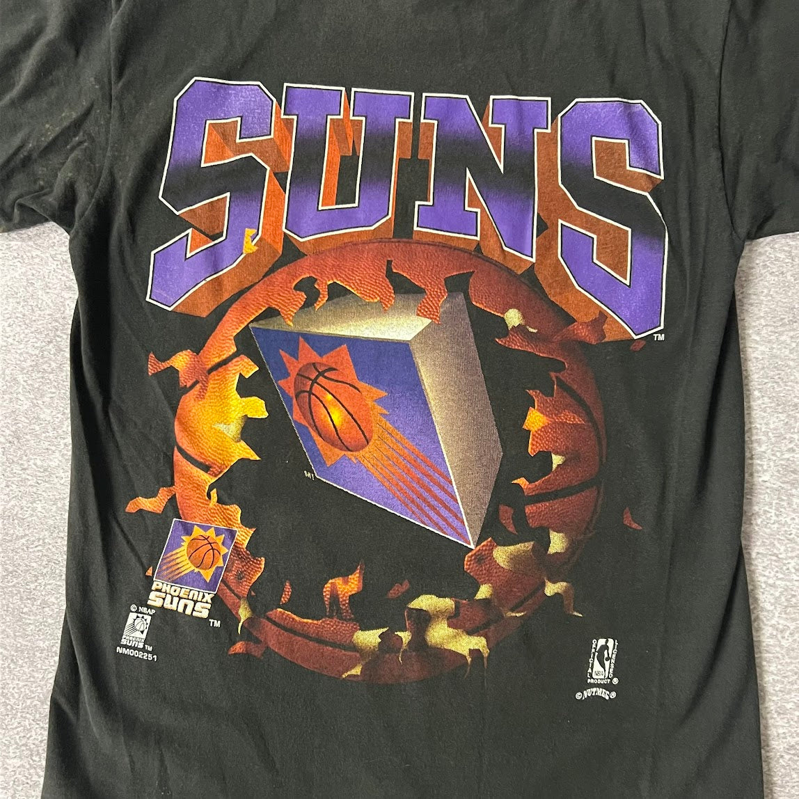 90s Phoenix Suns Nutmeg Mills Back Graphic Faded Tee L