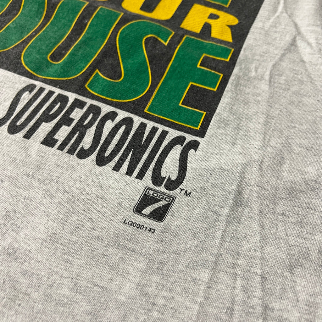 90s Seattle SuperSonics Logo 7 Cracked Print Tee XL