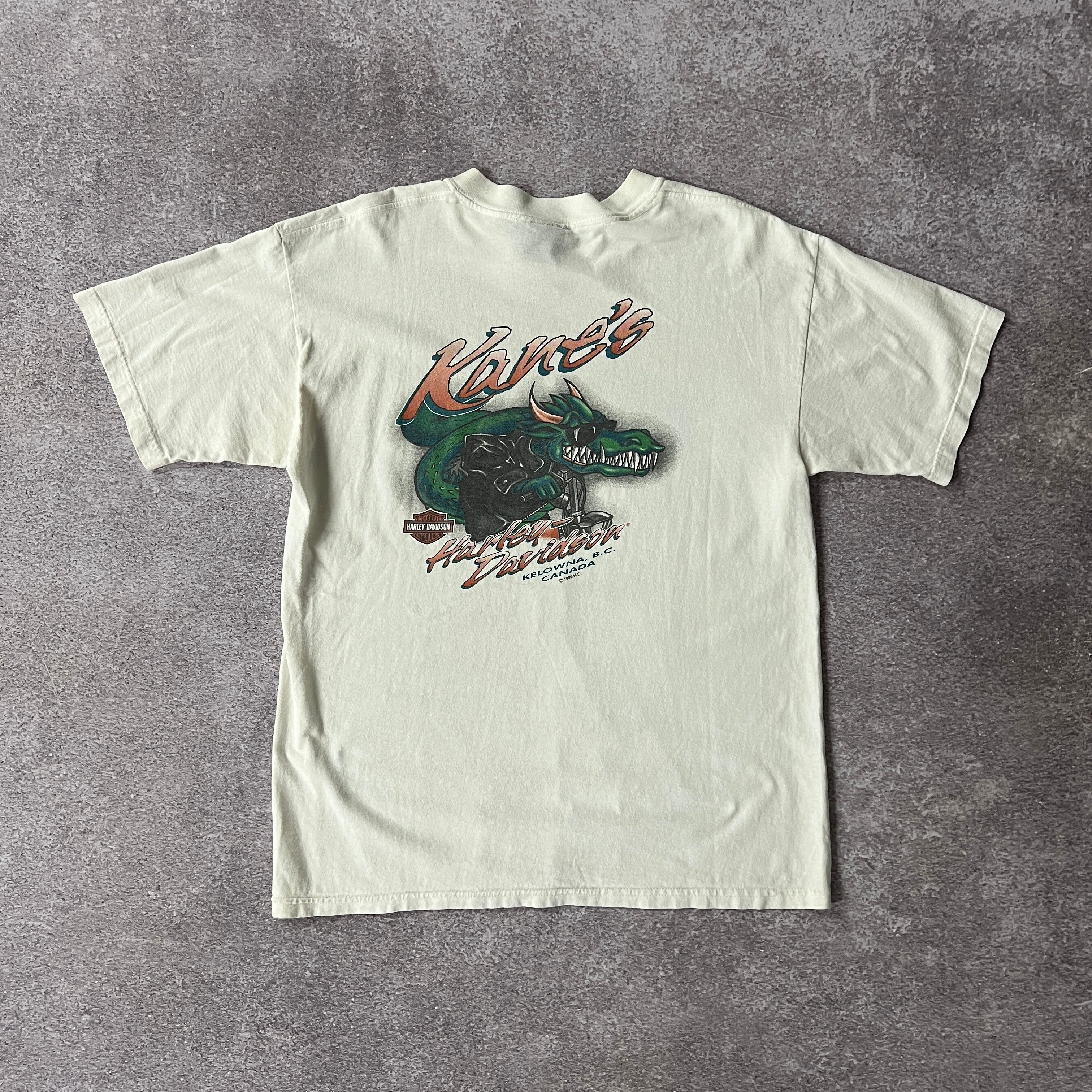 90s Harley Davidson Kelowna, Canada White Back Graphic Tee L