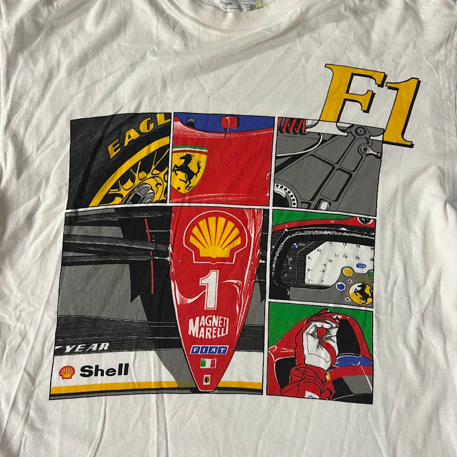 90s Shell Racing Big Logo Double Stitch Boxy Vintage Tee L