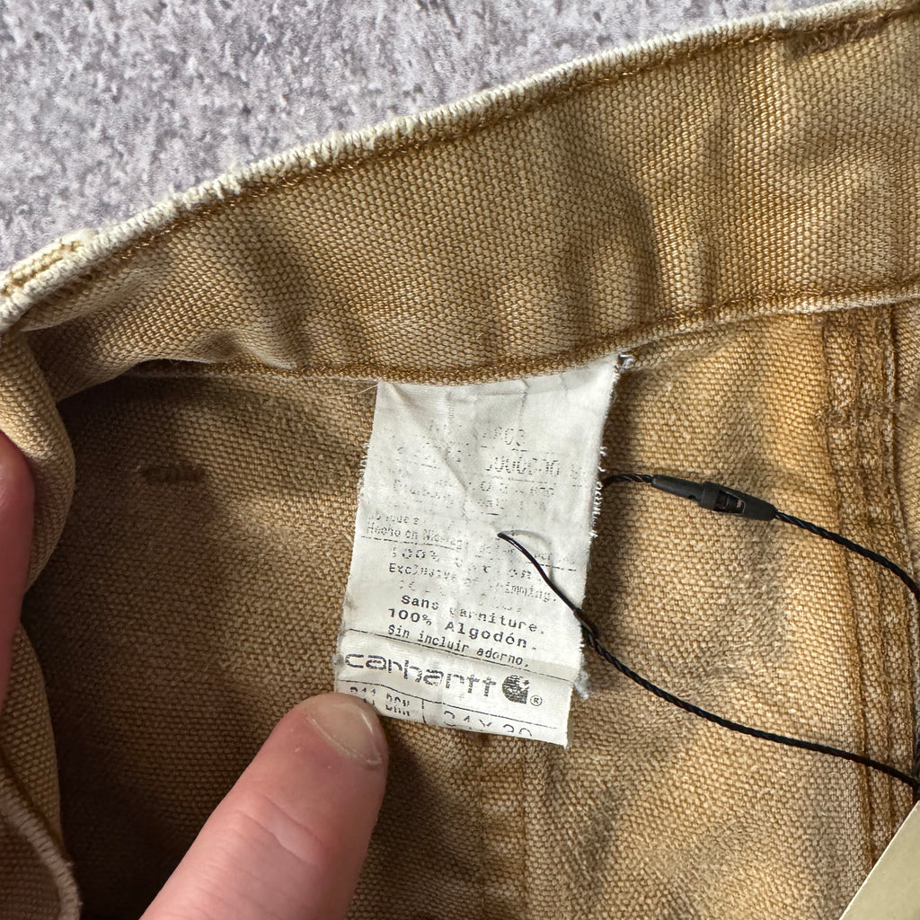 Y2K Carhartt Washed Duck Work Carpenter Shorts Brown Distressed 34W x 8.5L