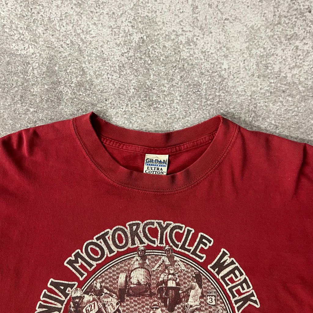 Y2K Gildan Weirs Beach, Laconia Red Worn In Long Sleeve Tee L