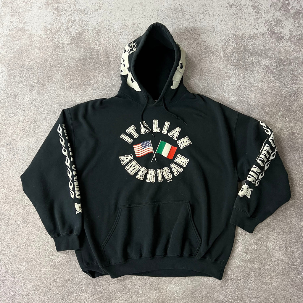 Y2K Gildan Italian Cracked Print Hoodie XXL